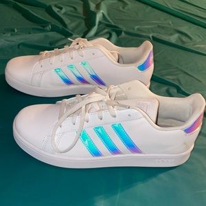 Adidas iridescent strip sneakers